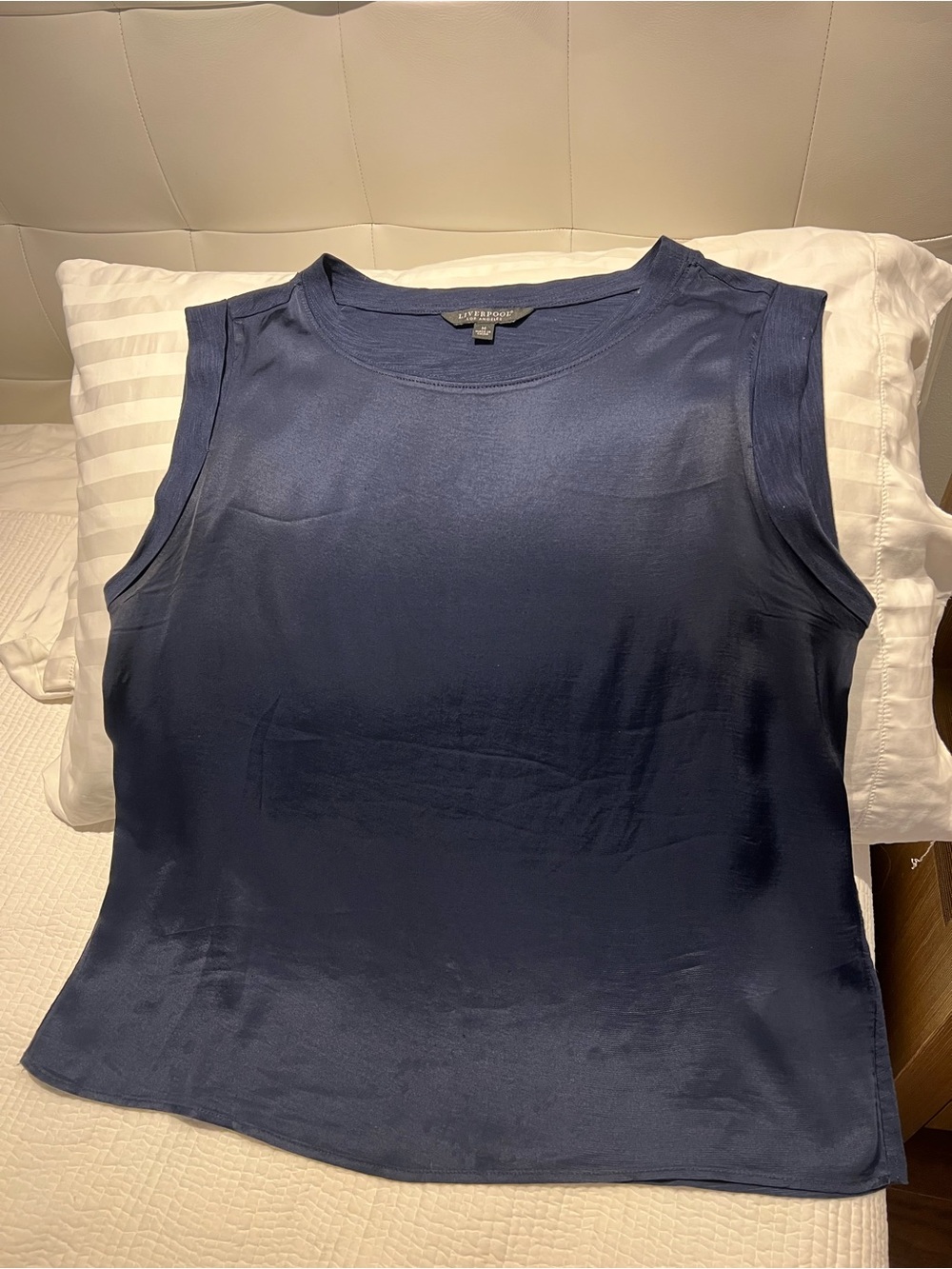 Liverpool Navy Satin-Look Sleeveless Tank
